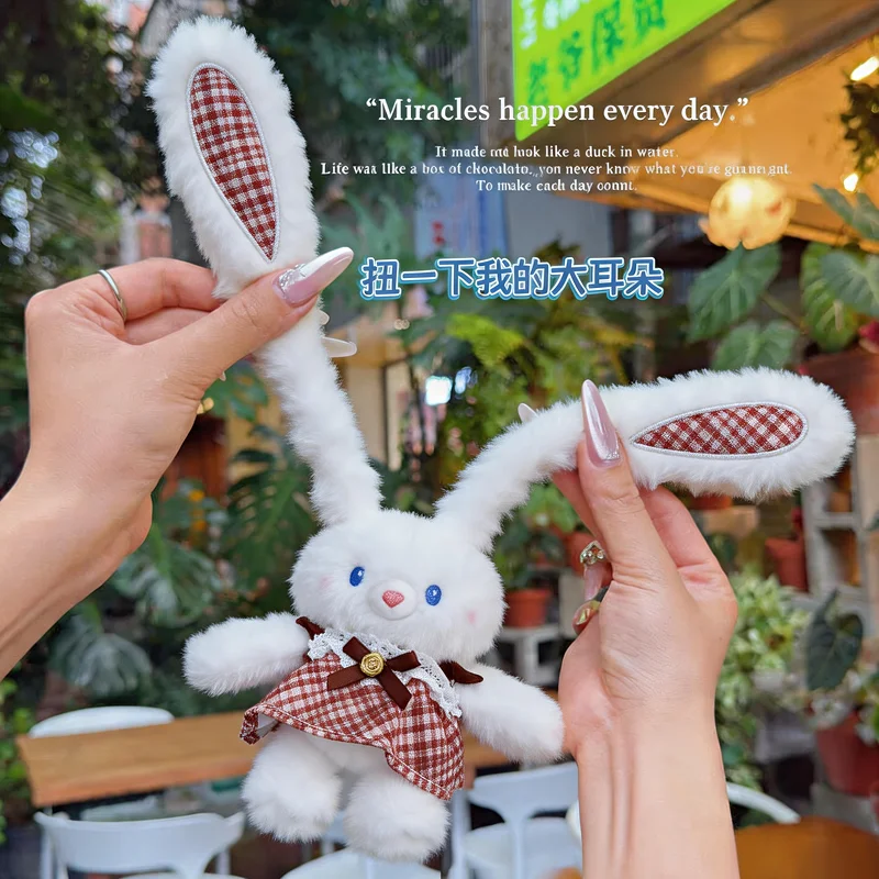 Cute Pull-Out Rabbit Plush Toy Keychain - Charming Bunny Pendant & Stress Relief Gift