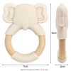 1Pc Baby Health Teether Toy Bracelet Food Grade Kawaii Animal Silicone Pendant Wood Ring Teething Rattle Baby Accessories Toys 4