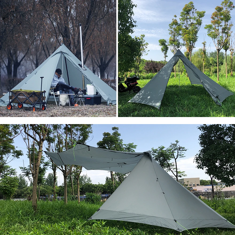 Aricxi 5 persone ultraleggero campeggio esterno Teepee 20D Silnylon piramide tenda grande tenda senza stelo zaino in spalla tende da trekking