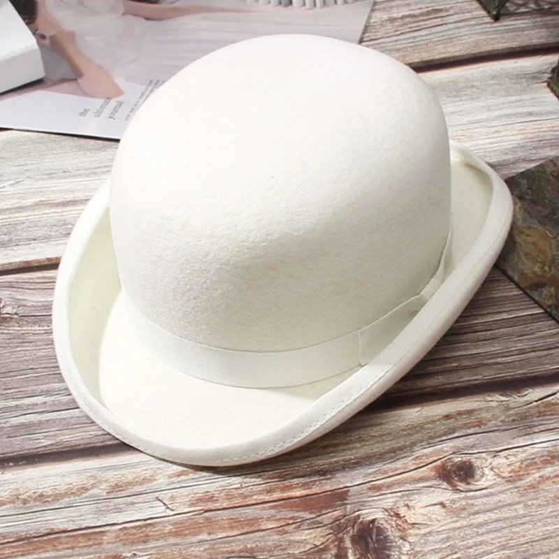 

Wool Fedora Top Hat White Short Brim Magician Hat Surprise Gift for Boyfriend Dropship