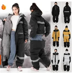 Adults Winter Electric Car Motorcycle One-piece Suit Warm Plush Riding Split Leg Cycling Suit Knight Racing  Moto Riding Clothes