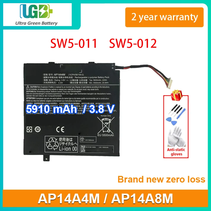 UGB batería AP14A4M AP14A8M para Acer Iconia Tab 10, A3 A20, A3 A20FHD