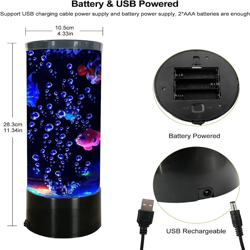 16 barev měnící bublinková lampa na ryby USB plug-in Mini rybí lávová lampa s dálkovým ovládáním Noční světlo Pro děti Dospělí Dárek_voghion.com