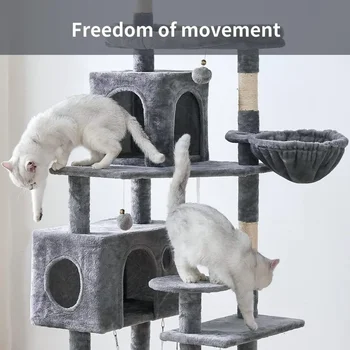 Cat Tree 71.6 inches Cat Tower for Cats,Multi-Level Cat Condo Furniture with Scratching Posts, with Cozy Basket & Hammock 3