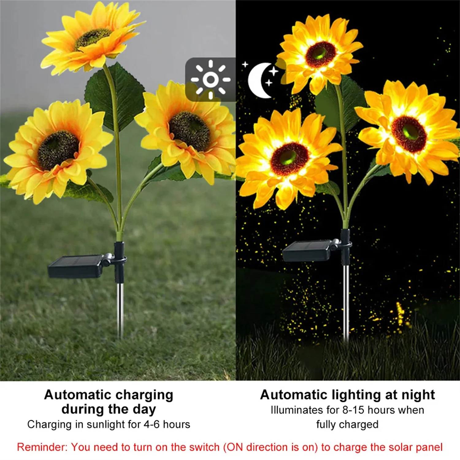 Solar Sunflowers LED Light Outdoor Waterproof Home Flower Lamp Courtyard Pathway Garden Decoration Lamp Lawn Landscape Lighting 4