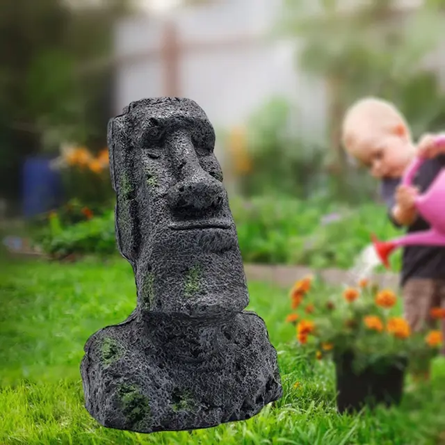 Húsvét -Sziget Ahu Akivi Moai Monolith Kerti Szobor, Kültéri Dekorációk Udvari Terepi Díszek - Image 2