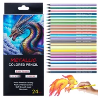 24 Color Metallic Colored Pencils Drawing Sketching Set Painting Colour Pencils Art Supplies for Artist Coloring Pencils 2
