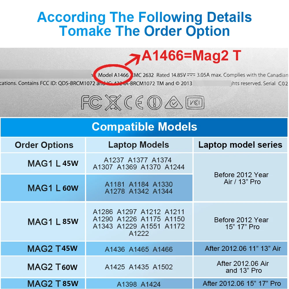Compatible with MacBook Pro 60W MAG 2-T MAG 1-L Charger Power Supply for MacBook Pro/Air 11 and 13 Inch Fast Charger A1425 A1181