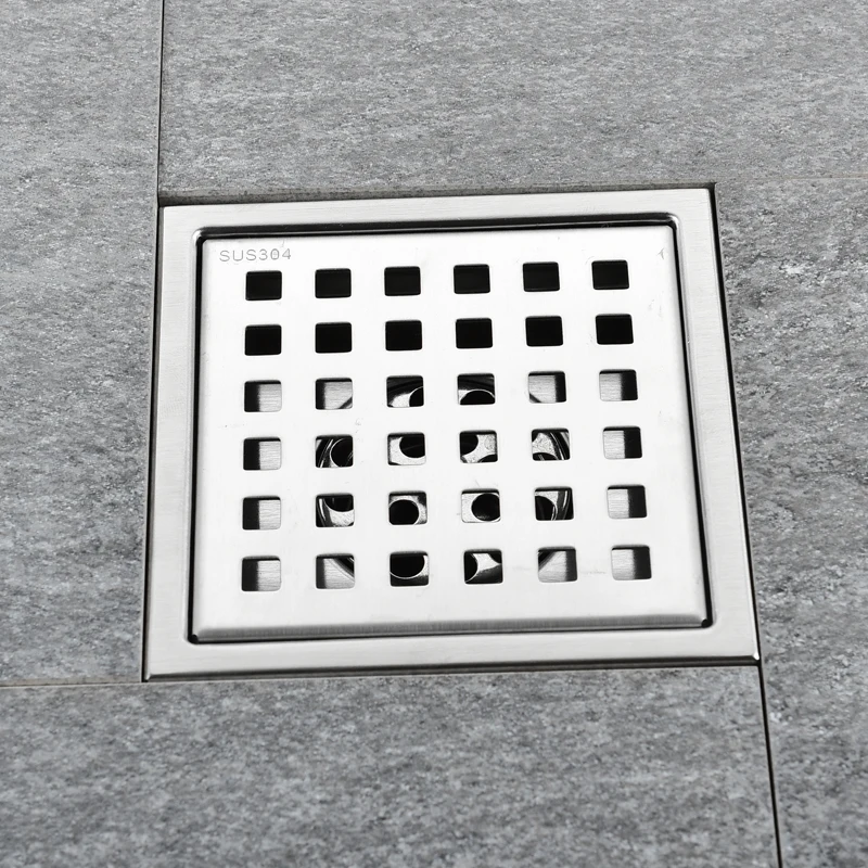 Drain Filter Floor Drain Filter Shower Drain Cover Floor Drain Shower Drain Anti-odor Square Shower Floor Drain with Removable Cover Grid Grate Waste Filter Drainage Grid Drain Strainer SUS 304 Stainless