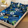 Fashion Cartoon Football Print Fitted Sheet Set Soft Comfortable Breathable Bedding Mattress Protector Set For Bedroom 4