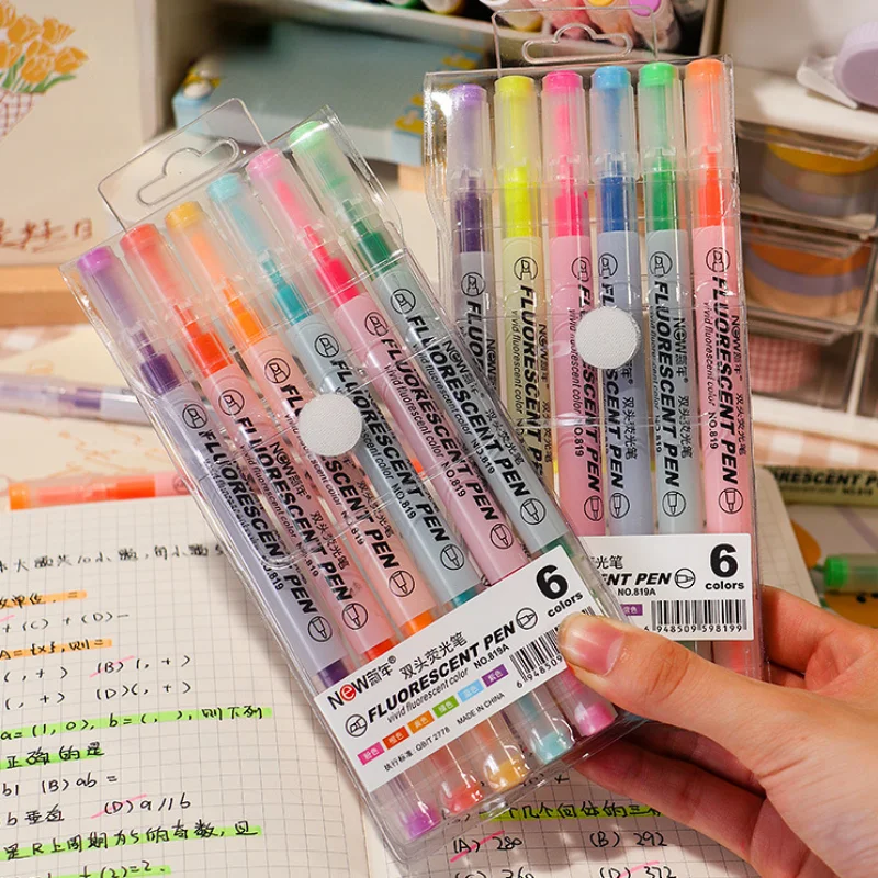 

Colorful Drawing Double Tip Highlighter Art Fluorescent Pens Set Kawaii Student Markers Office Study Marker Pen School Supplies