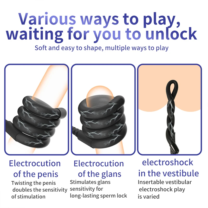 Bdsm Electric Shock Penis Ring Arbitrary Bending Physiotherapy Ring Therapy Massager Cock Adult Sex Toy for Men Masturbator electro sex toys electric sex toys