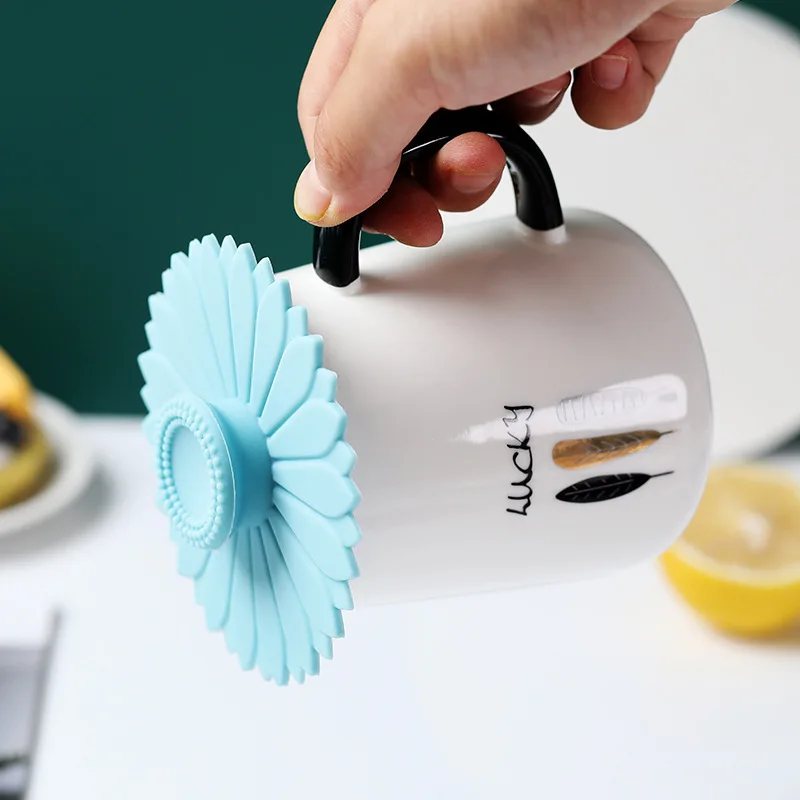 1/3Pcs Silicone Cup Covers Creative Round Cute Mug Cover Reusable Anti Dust Cup Covers Hot Cup Lids for Coffee & Tea