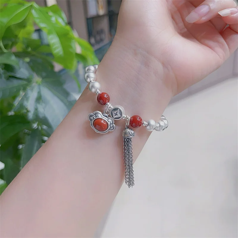 

Sterling Silver Bracelet S925 For Woman Female Girl Bell Original Manual Lovers Retro Style Popular Fashion Boutique Jewelry