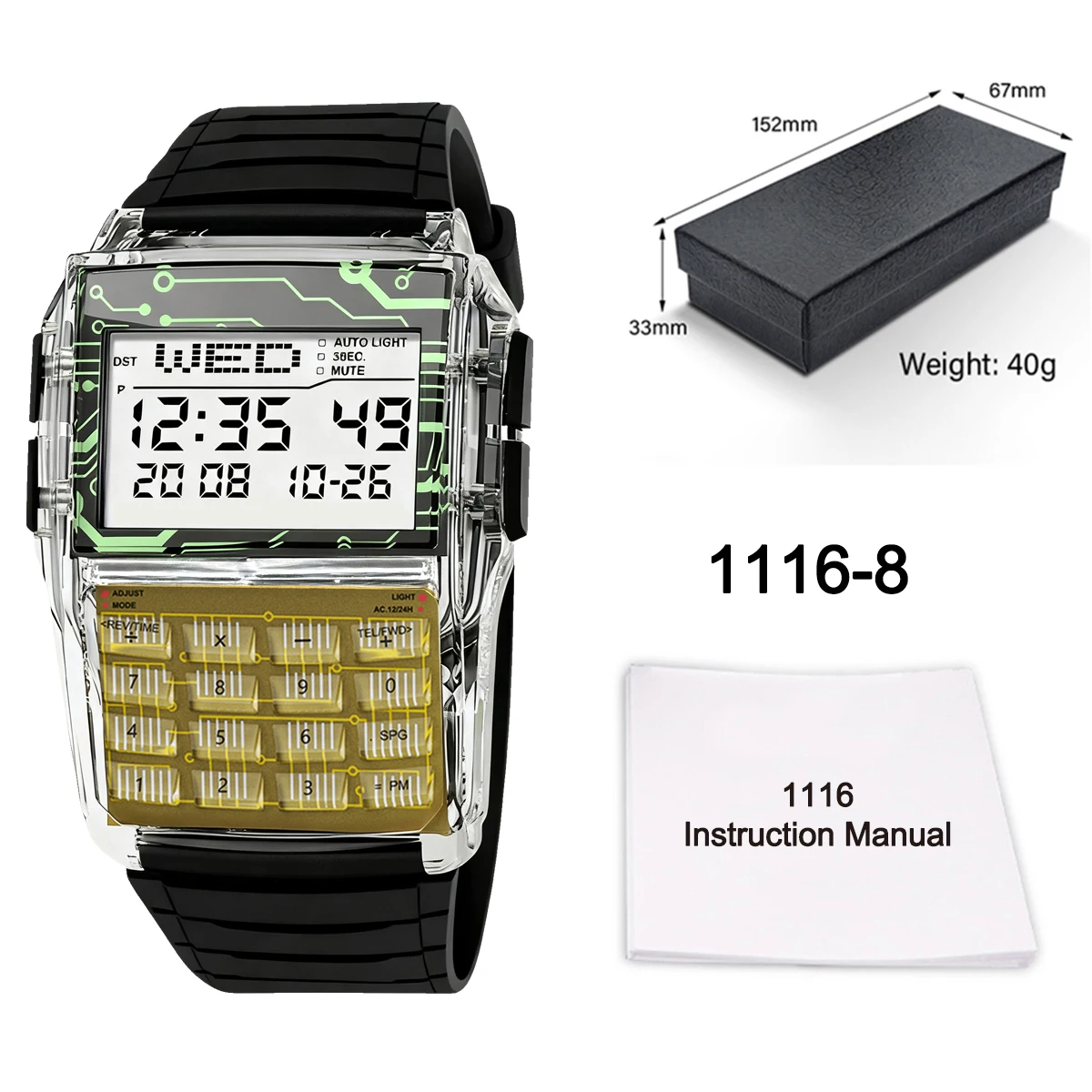 Men's Digital LED Calculator Watch thumbnail 2