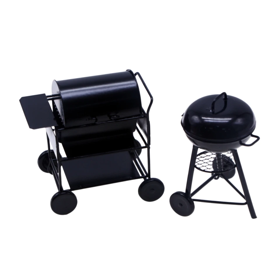 Set Barbecue In Miniatura 1:12 – 3 Pezzi In Metallo Fuso Dipinti A Mano, Island Crafts, Per Casa Delle Bambole