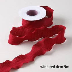 Candy Color Wavy Edge Yarn Ribbon for Gift Wrapping & DIY Crafts - 10 Yards (Wine red)