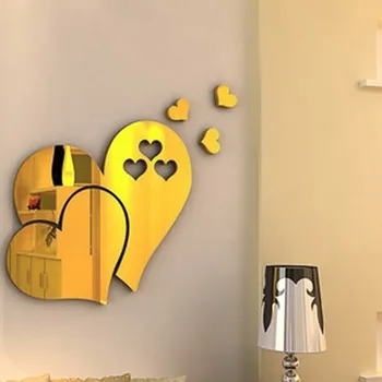 Heart Shaped Mirror Wall Sticker Self Adhesive 3D Acrylic Mirror Tiles Stickers For Bedroom Bathroom Valentine Home Decoration 1