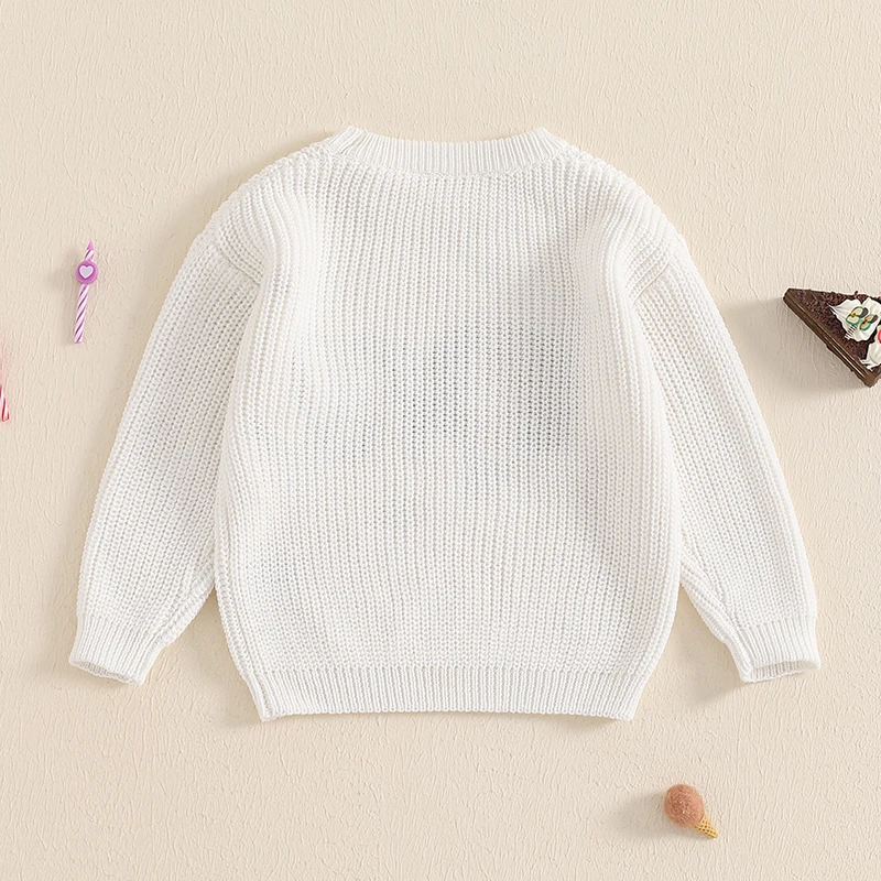 FOCUSNORM 5 Farben Herbst Winter Baby Jungen Mädchen Geburtstag Pullover Brief Stickerei Warme Gestrickte Langarm Pullover Strickwaren – Detail 10