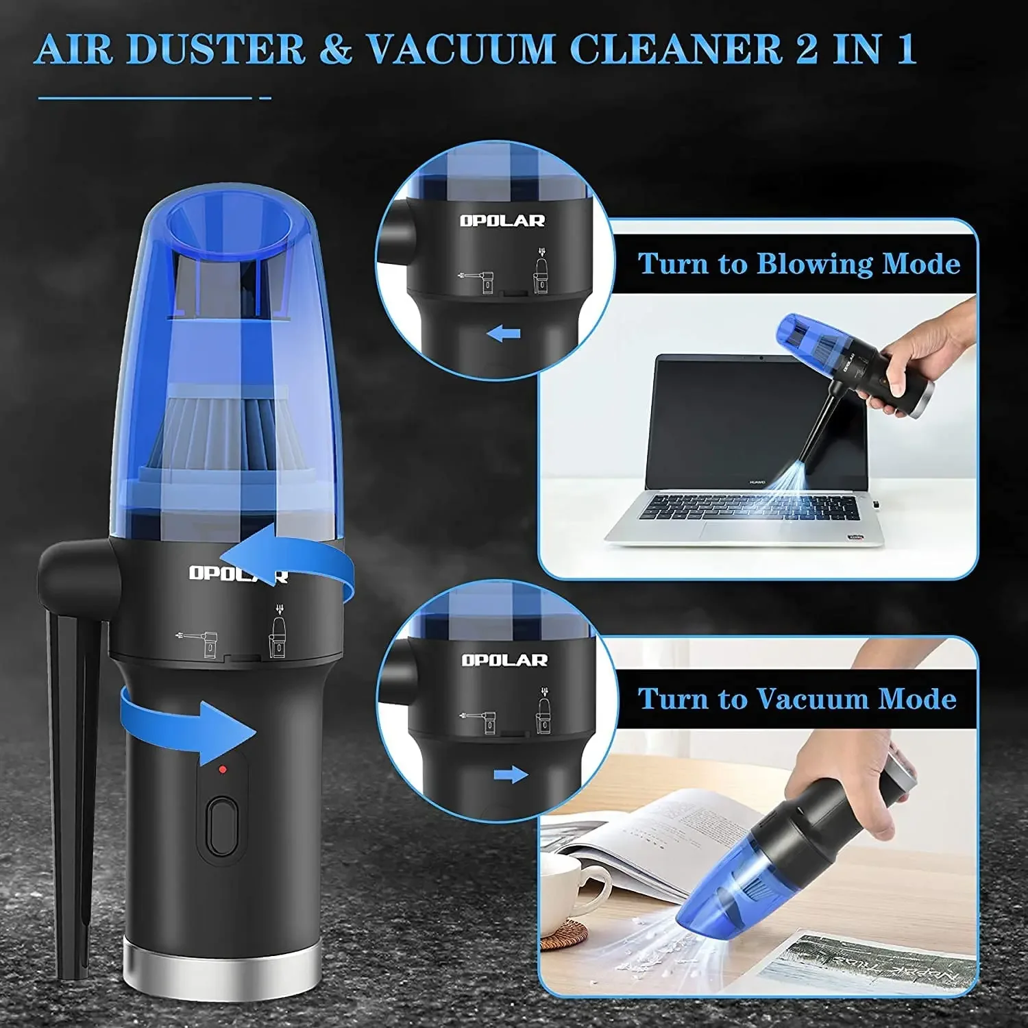 Air Duster ATEnge Computer Vacuum Cleaner Blower and Vacuum 2in1 Rechargeable Electric Air Duster for Car PC Home and Office Dust Cleaning