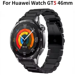 Premium Stainless Steel Metal Strap for Huawei Watch - No Gap Design Bracelet Accessory (Black - GT5 46mm)