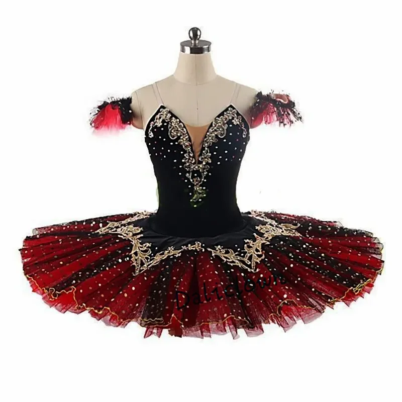 

Черно-красная профессиональная пачка La Esmeralda для выступлений балетная пачка плоская пачка платье для девочек Детский Костюм Балерины для вечеринки