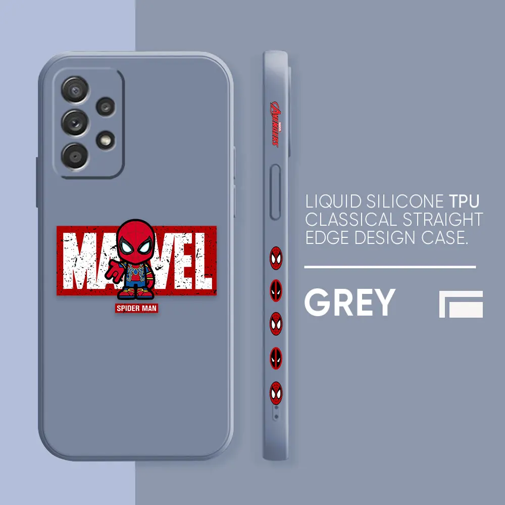 thumbnail image 1 of Funda para Samsung Galaxy A91 A73 A72 A71 A53 A52 A51 A42 AO3S 4G 5G funda de silicona líquida Simple estampado de Marvel Spider-Man Deadpool, 1 of 5