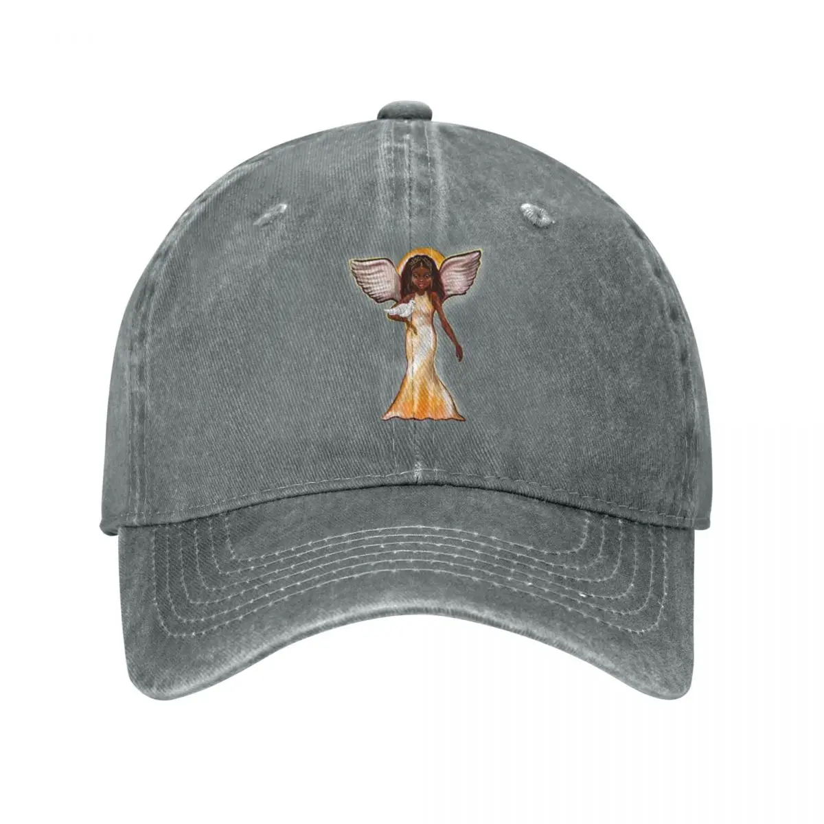 

Angel with dove ii- Black angel of peace ! With glow, Afro hair, brown eyes, Cherry pink lips and dark brown skin. Baseball Cap