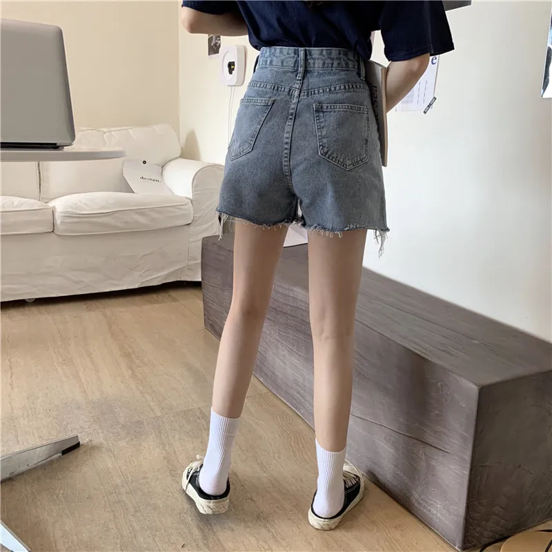 2021 Summer New High Waist Jeans Shorts Women Loose Thin A-line Wide Leg Pants Hot Pants Button Tide Fashion Denim Shorts Female zara shorts