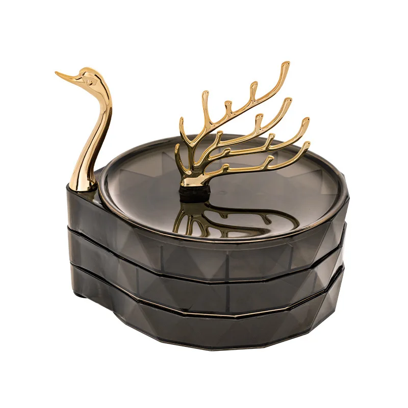 

3 Layers Swan Jewelry Storage Box Luxury Jewelry Organizer Boxes Plastic Large Capacity Storage Earring Ring Pendant Holder 2023