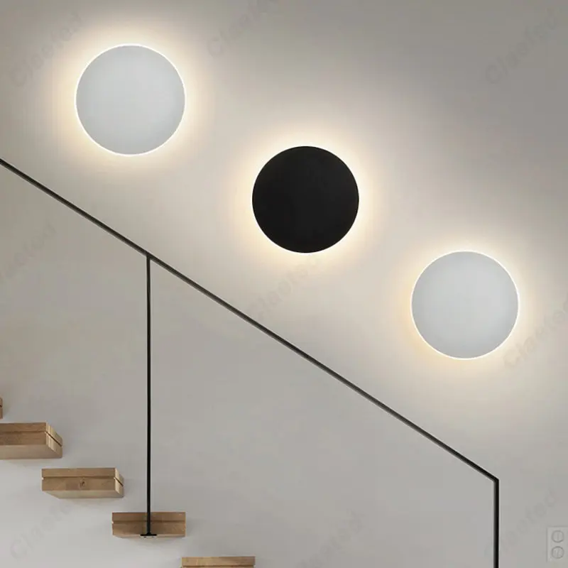 Modern Minimalist LED Wall Lamp Nordic 13cm Circular Background Wall Lamp Corridor Escalator Bedside Indoor Lighting Fixtures