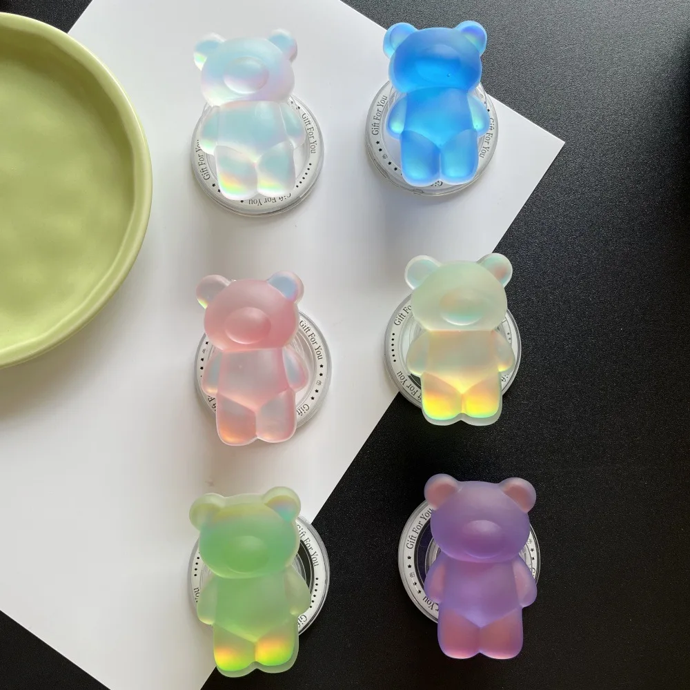 Kawaii Pastel 3D Bear Magnetic Phone Stand - Shockproof & Anti-Slip Desk Holder