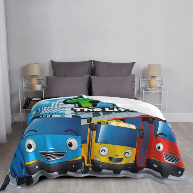 Tayo The Little Bus 어린이용 만화 담요: 따뜻하고 편안한 수면을 위한 부드럽고 다목적 담요