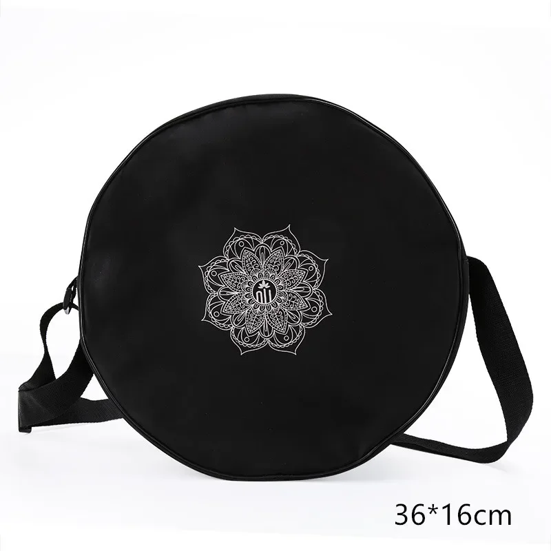 Yoga Wheel Bag Nylon Black Mandala Flower Yoga Circle Bag Large Capacity Double Zipper Pilates Wheel Backpack Fitness Sport Bag