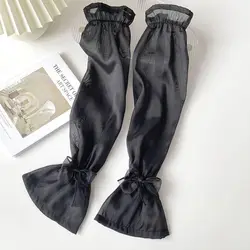 Sun Protection Long Arm Sleeves Sweet Breathable Fingerless Summer Arm Warmers Hand Sleeves Nylon Bow Ice Silk Sleeve Outdoor
