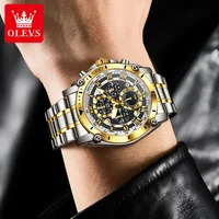 OLEVS 3689 montre pour hommes à Quartz multi-fonctionnelle Date Phase de lune étanche montre lumineuse pour hommes sport horloge à main 3