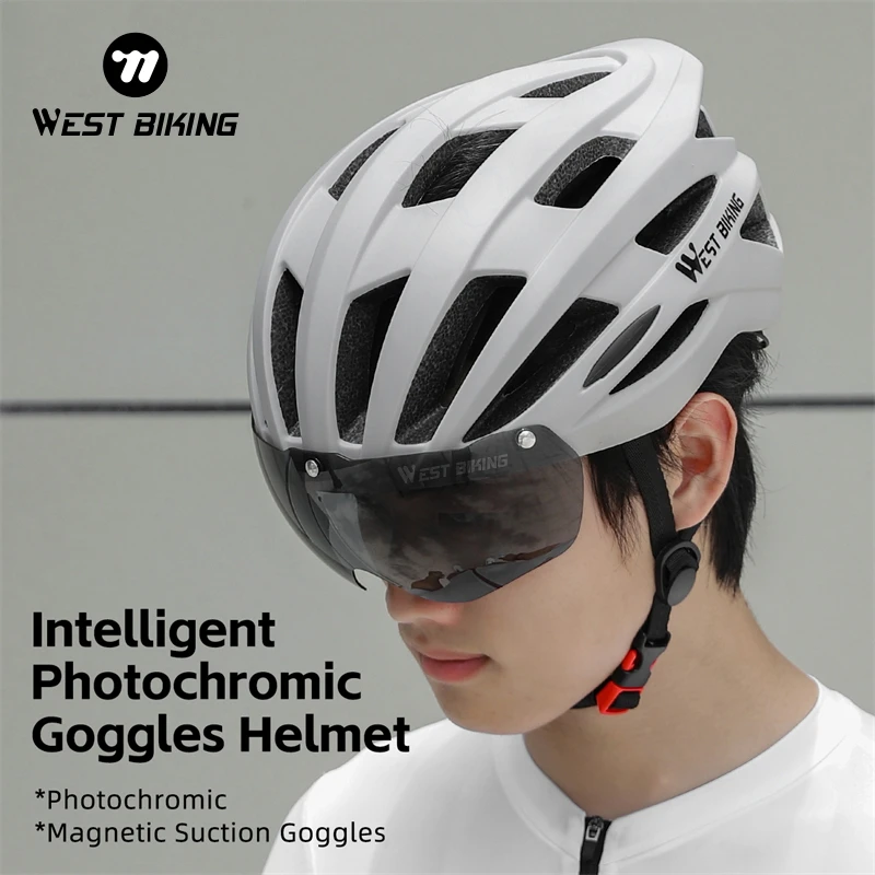 Cycling Helmet with Taillight Photochromic Lens Magnetic Goggles for Men Women cycling hat,cycling hats,motorcycle helmet cap,bicycle helmets