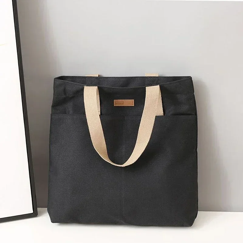 Women Canvas Tote Bag Solid Color Designer Ladies Casual Handbag