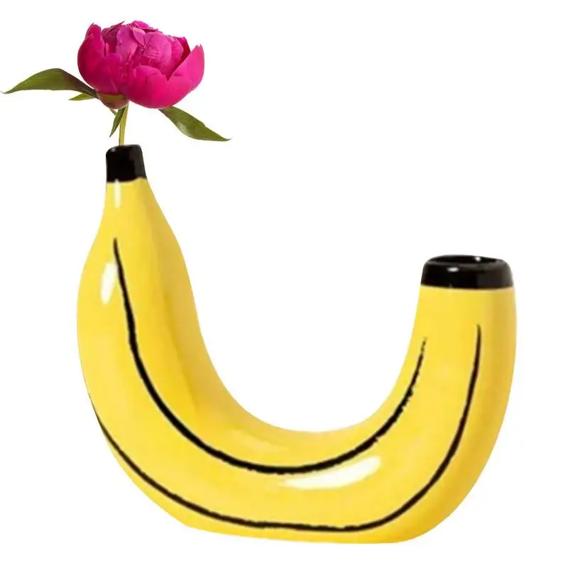 

Banana Shaped Vase Yellow Vases Home Decor Double Opening Design Home Living Room Dining Room Table Decorations