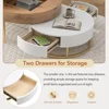 Modern Round Lift-top Nesting Coffee Tables with 2 Drawers for Living Room White & Natural 4