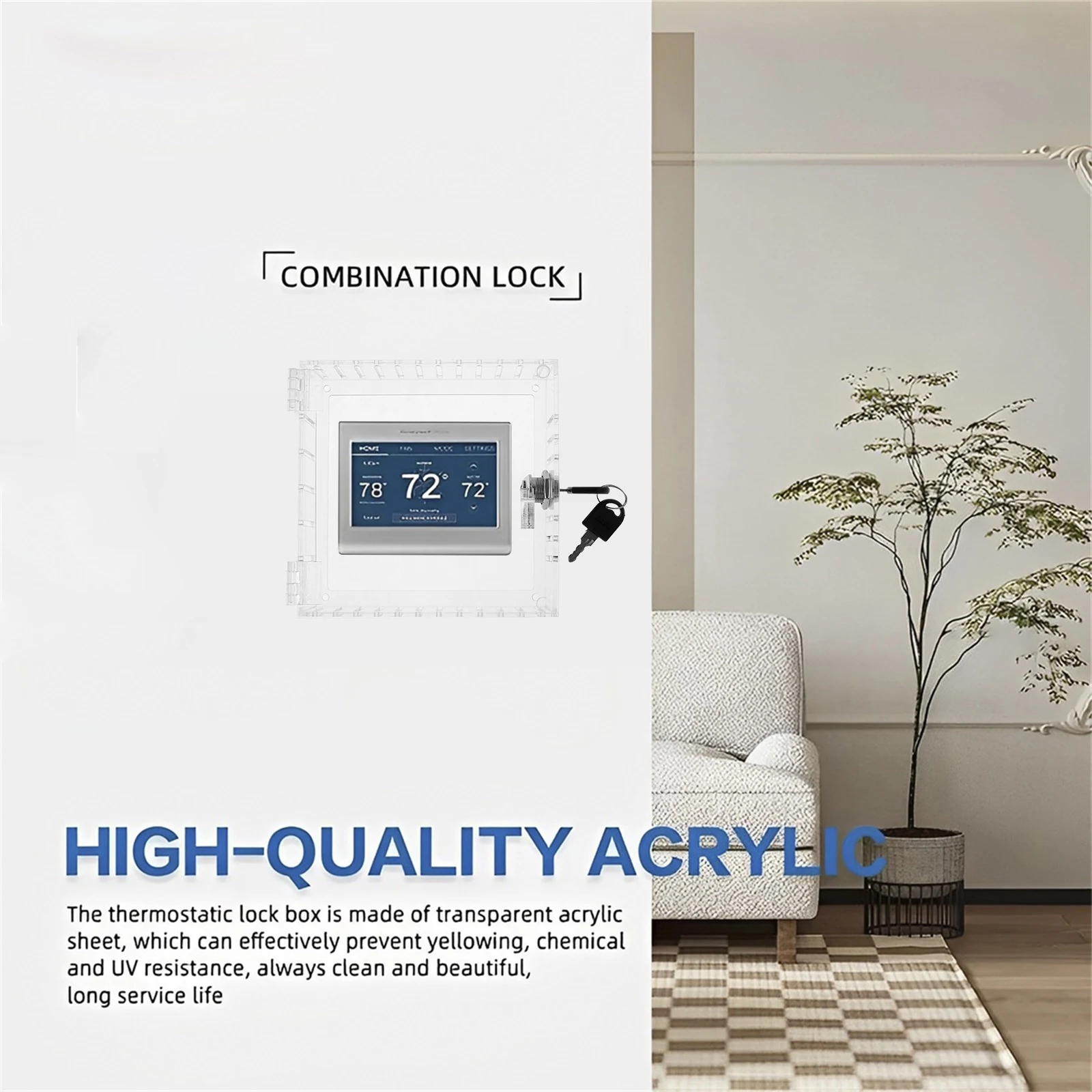 Universal Thermostat Lock Box With Key Clear Acrylic Thermostat Cover With Lock Large Guard Easy to Install For Home socket protection cover