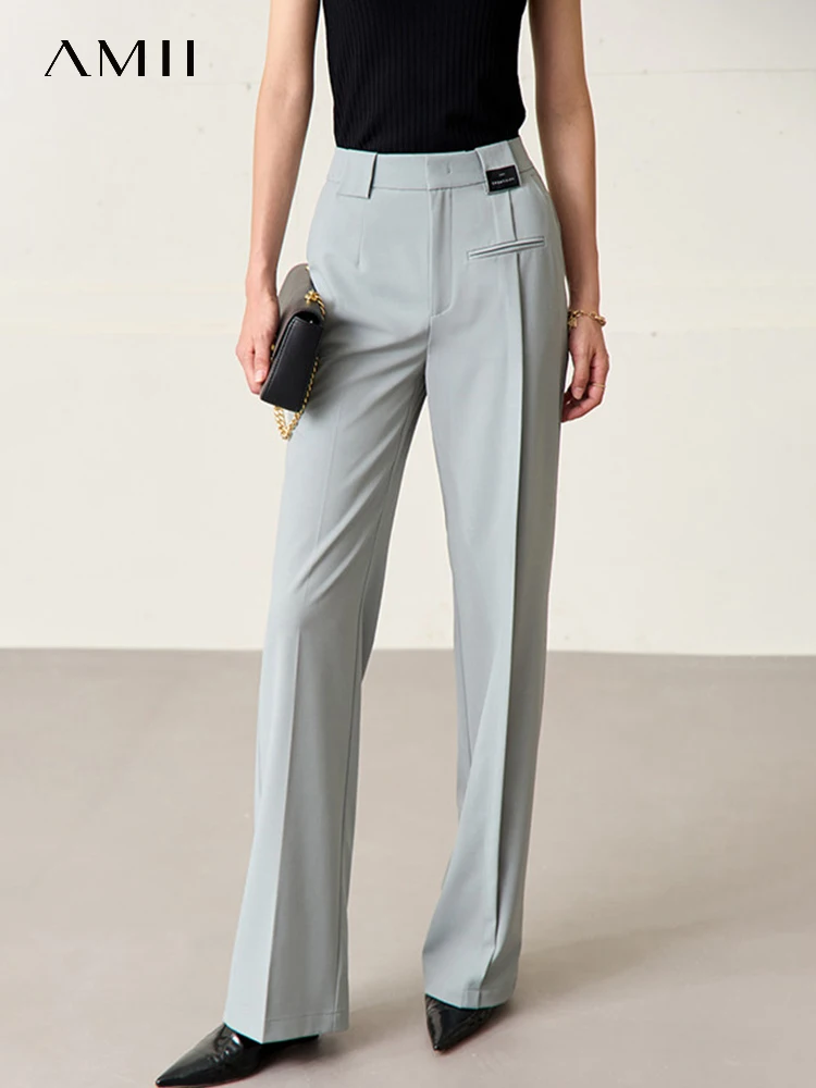 AMII Minimalism Women's Pants 2023 Summer New Straight Casual Female