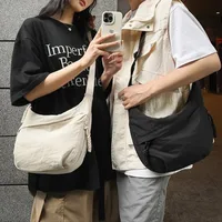 Sac à bandoulière en tissu doux pour femmes, couleur unie, Style étudiant décontracté, grands sacs à main, sacs Hobos pour femmes 2