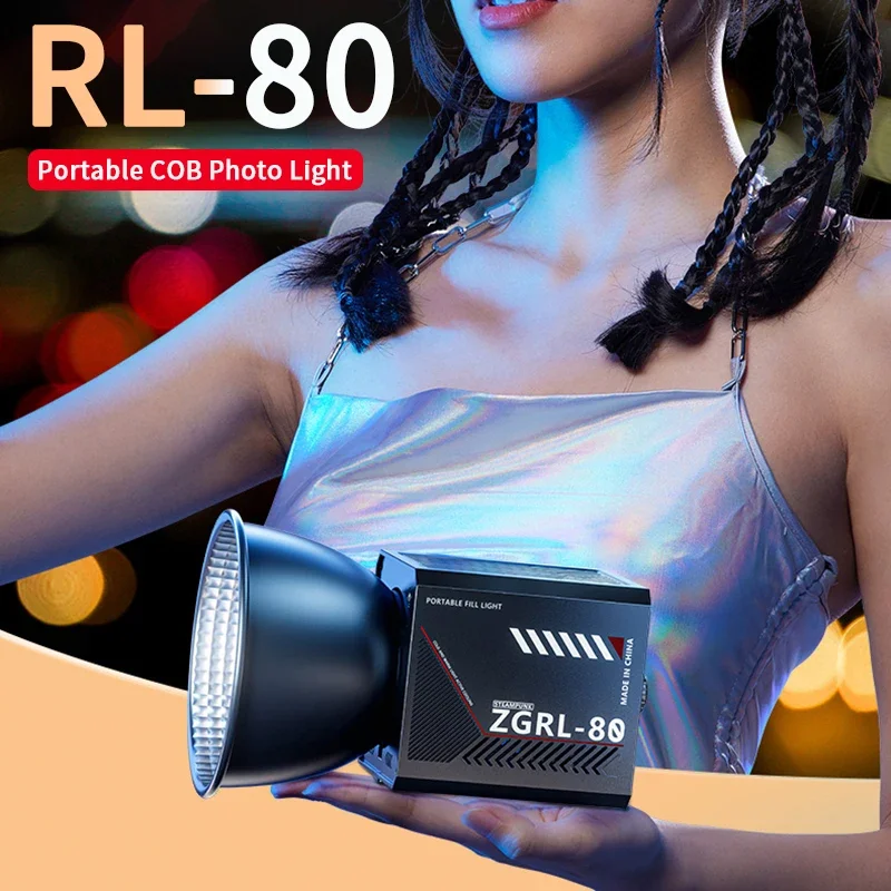 60W Pro Portable LED Video Light COB Bi-Color photography light 2800K-7500K Livestreaming Handheld Outdoor Shooting Light