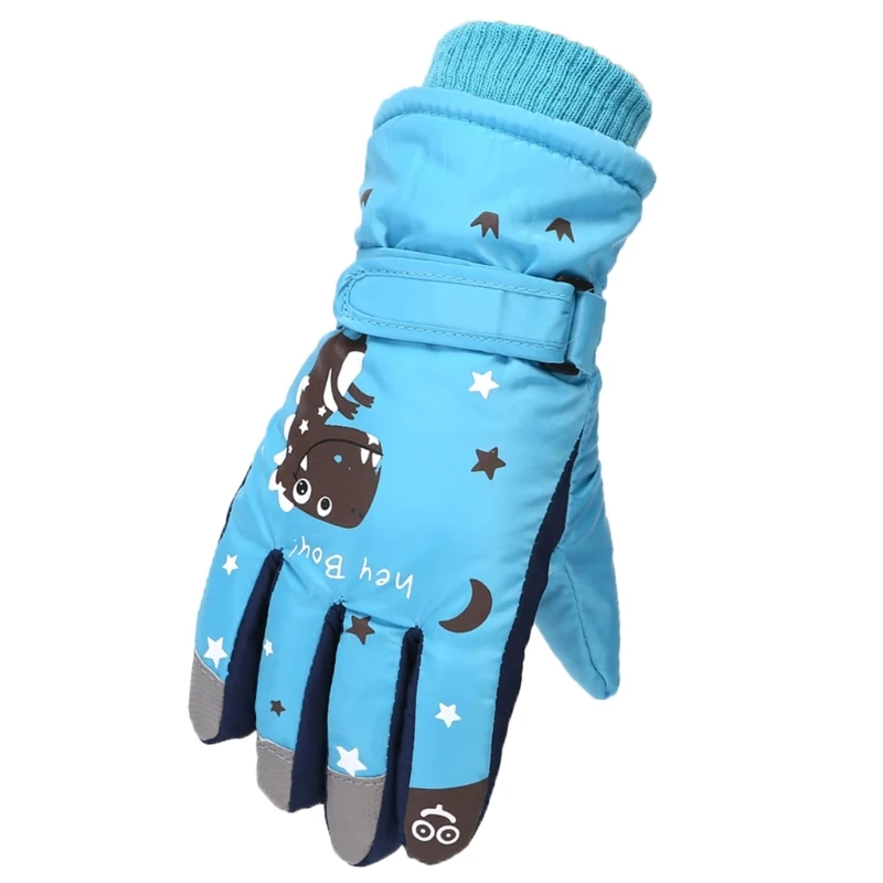 Winter Waterproof Children's Ski Gloves Thicken Fleece Lining Warm Baby Mittens for 6-16 Years Old Kids Outdoor Sports Gloves