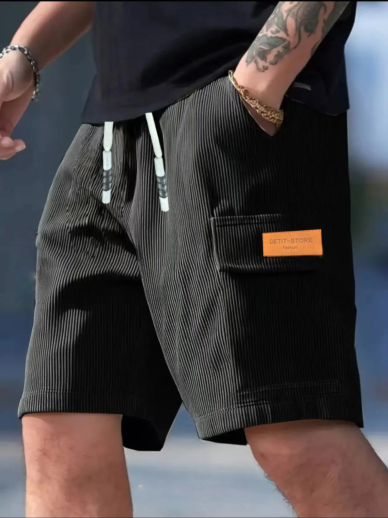 Corduroy Men's Breathable Casual and Sports Shorts with New Fashionable Textured Fabric