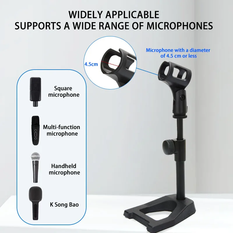 Desktop microphone stand adjustable 3/8-inch screw retractable microphone stand, for live singing、 entertainment live streaming