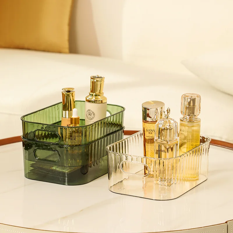 

Home Essentials: Transparent Plastic Desktop Cosmetics Storage Box - Organize Your Beauty Collection with Style
