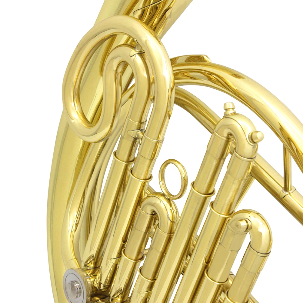 4-Tasten vergoldetes Waldhorn F/Bb Split zweireihiges Bach Waldhorn Messing Musikinstrument mit Koffer Mundstück Teile – Detail 10
