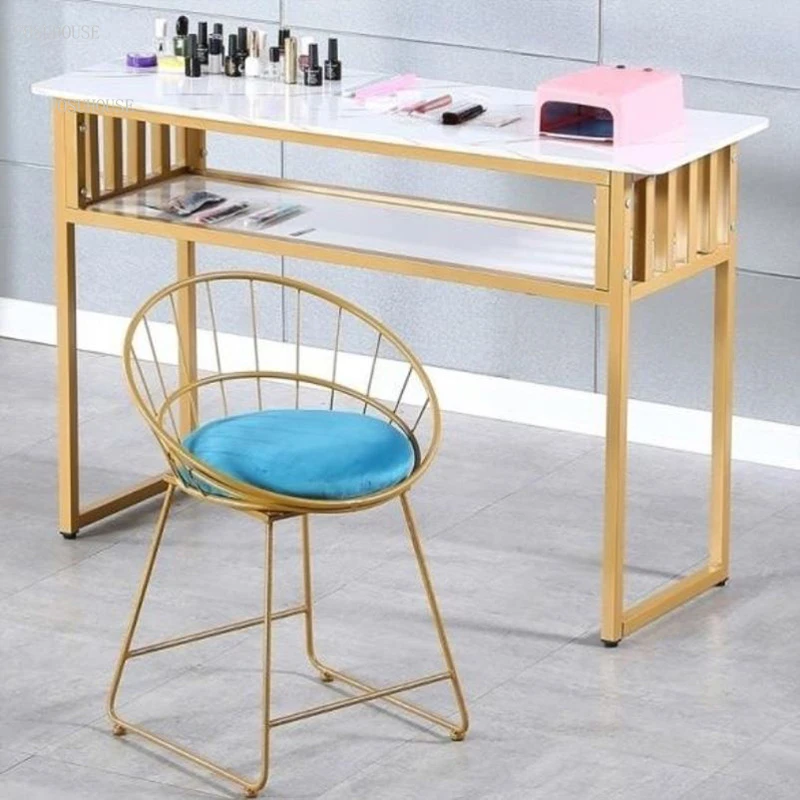 American Double Nail Tables and Chair Set Light Luxury Single Economical Manicure Table Double-layer Professional Manicure Table